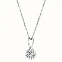 1.0 - 3.0 Carat Moissanite Hollow Heart - Shaped Snowflake Necklace with GRA Cert - Dazzle Dime