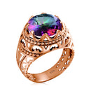 Dazzle Dime® Vintage 925 Sterling Silver Mystic Topaz Ring for Men | Unique Colorful Gemstone Jewelry