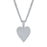 Hip-Hop Men’s Poker Hearts Necklace – 925 Sterling Silver with Moissanite Pendant