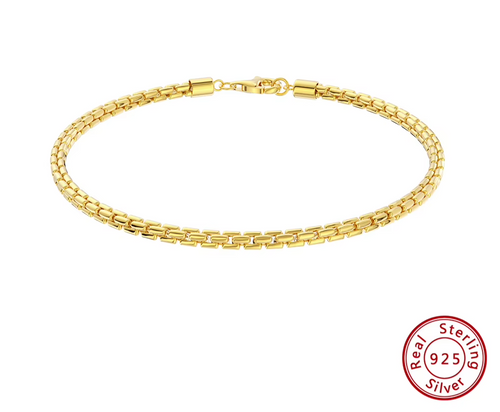 Dazzle Dime® Italian 3mm Round Box Chain Bracelet for Men | S925 Sterling Silver Hand Chain