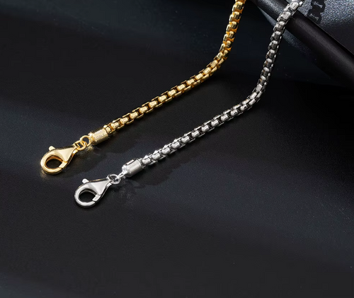 Dazzle Dime® Italian 3mm Round Box Chain Bracelet for Men | S925 Sterling Silver Hand Chain