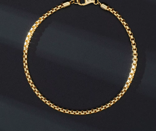 Dazzle Dime® Italian 3mm Round Box Chain Bracelet for Men | S925 Sterling Silver Hand Chain