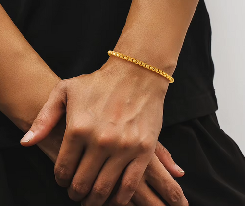 Dazzle Dime® Italian 3mm Round Box Chain Bracelet for Men | S925 Sterling Silver Hand Chain