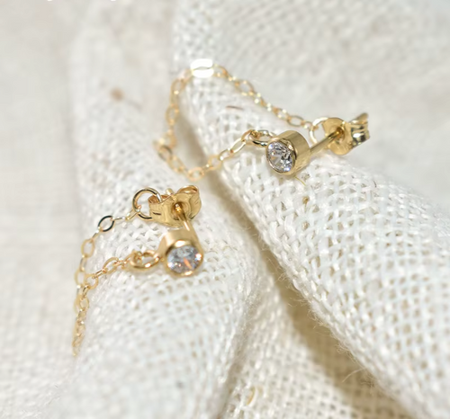 Gold Filled Chain Wrap Earrings – Handmade Minimalist Korean Jewelry for Women