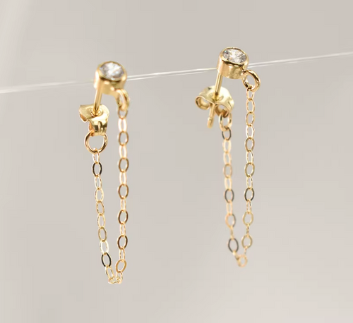 Gold Filled Chain Wrap Earrings – Handmade Minimalist Korean Jewelry for Women