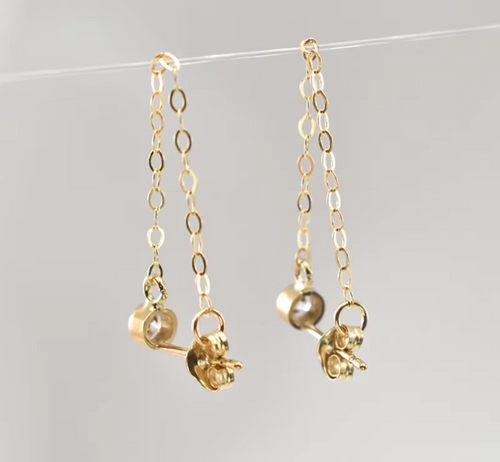 Gold Filled Chain Wrap Earrings – Handmade Minimalist Korean Jewelry for Women