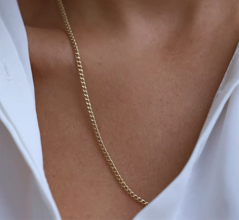 14K Gold Filled Curb Chain Necklace Boho Choker Dainty Chain Necklace Minimalist Jewelry Tarnish Resistant Chain Necklace