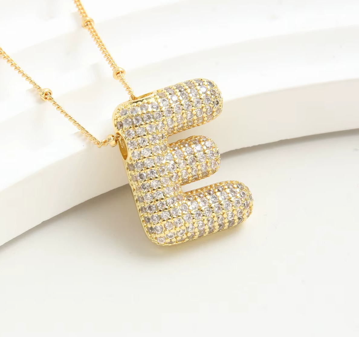 S925 Moissanite Diamond Initials Bubble Letter A - Z Pendant & Necklace 18k Yellow Gold Plated Chunky, Hip-Hop Women Style with GRA Certificate