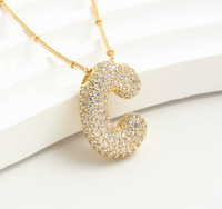 S925 Moissanite Diamond Initials Bubble Letter A - Z Pendant & Necklace 18k Yellow Gold Plated Chunky, Hip-Hop Women Style with GRA Certificate