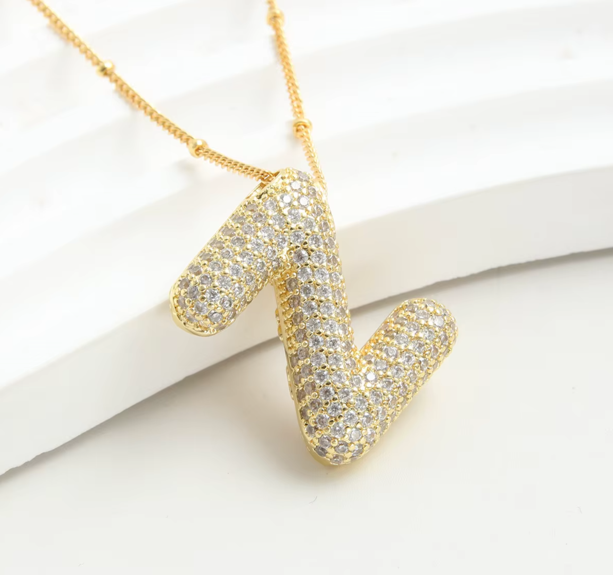 S925 Moissanite Diamond Initials Bubble Letter A - Z Pendant & Necklace 18k Yellow Gold Plated Chunky, Hip-Hop Women Style with GRA Certificate