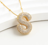 S925 Moissanite Diamond Initials Bubble Letter A - Z Pendant & Necklace 18k Yellow Gold Plated Chunky, Hip-Hop Women Style with GRA Certificate