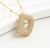 S925 Moissanite Diamond Initials Bubble Letter A - Z Pendant & Necklace 18k Yellow Gold Plated Chunky, Hip-Hop Women Style with GRA Certificate