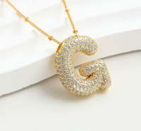 S925 Moissanite Diamond Initials Bubble Letter A - Z Pendant & Necklace 18k Yellow Gold Plated Chunky, Hip-Hop Women Style with GRA Certificate