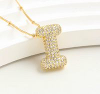 S925 Moissanite Diamond Initials Bubble Letter A - Z Pendant & Necklace 18k Yellow Gold Plated Chunky, Hip-Hop Women Style with GRA Certificate