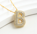 S925 Moissanite Diamond Initials Bubble Letter A - Z Pendant & Necklace 18k Yellow Gold Plated Chunky, Hip-Hop Women Style with GRA Certificate