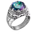 Dazzle Dime® Vintage 925 Sterling Silver Mystic Topaz Ring for Men | Unique Colorful Gemstone Jewelry