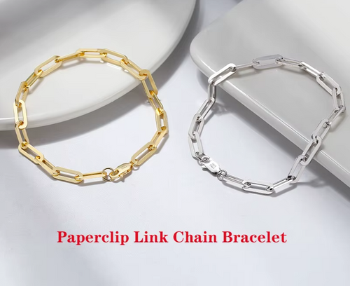 Dazzle Dime® 14K Gold Plated 925 Sterling Silver Paperclip Chain Necklace – 3.6mm/5mm/7mm | Unisex Link Necklace for Women & Men