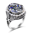 Dazzle Dime® 925 Sterling Silver Pearl & Blue Topaz Ring | Elegant Gemstone Jewelry for Women