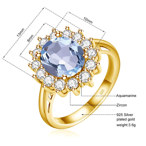Dazzle Dime® Oval Cut 8x10mm Aquamarine Ring | 18K Gold-Plated Sterling Silver | Elegant Birthstone & Wedding Jewelry
