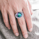 Dazzle Dime® Vintage 925 Sterling Silver Mystic Topaz Ring for Men | Unique Colorful Gemstone Jewelry