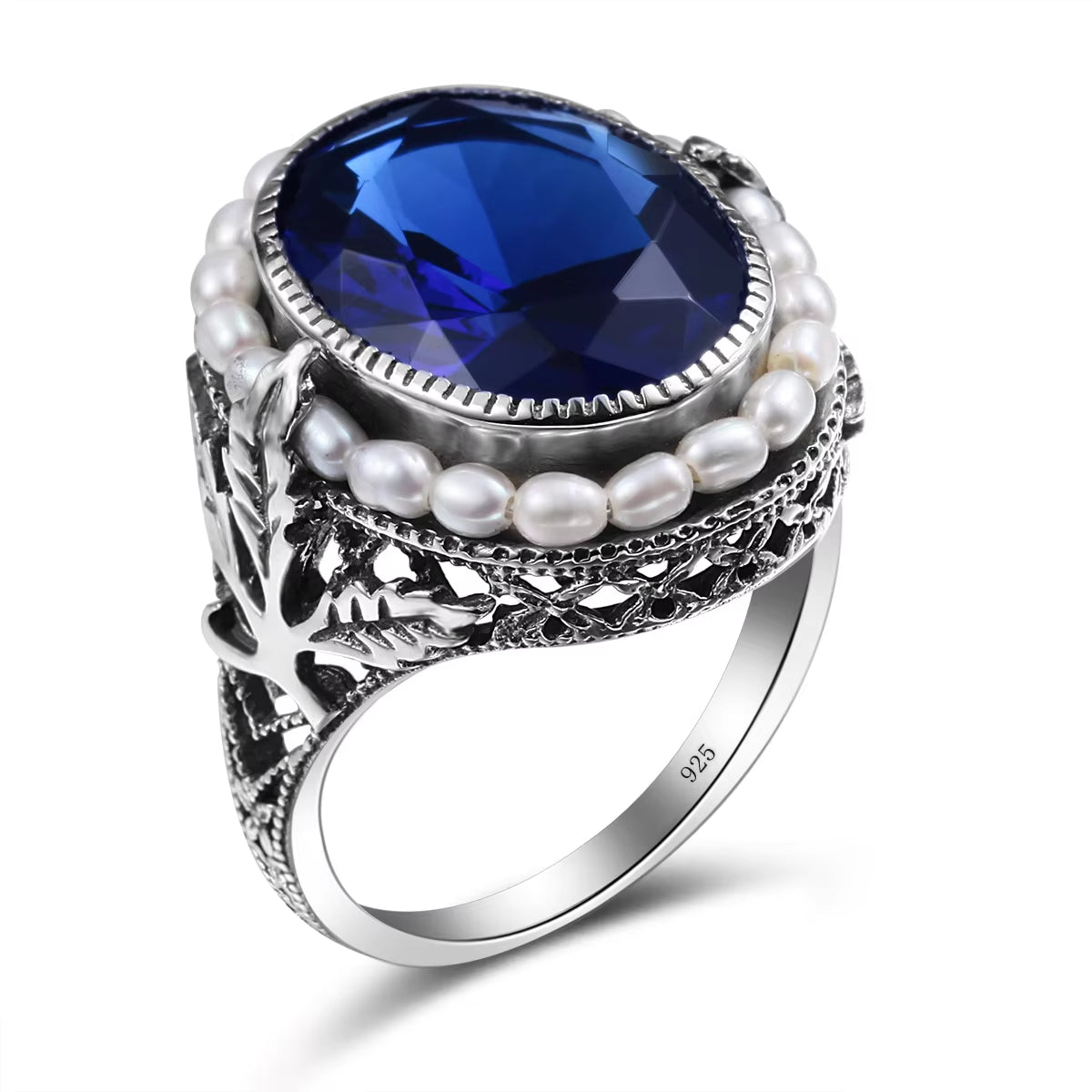 Dazzle Dime® 925 Sterling Silver Pearl & Blue Topaz Ring | Elegant Gemstone Jewelry for Women