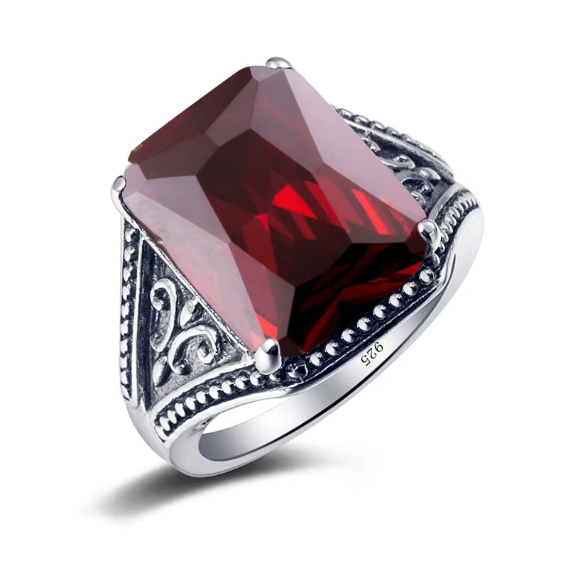 Dazzle Dime® 925 Sterling Silver Garnet Ring | Vintage Byzantine Men's Jewelry