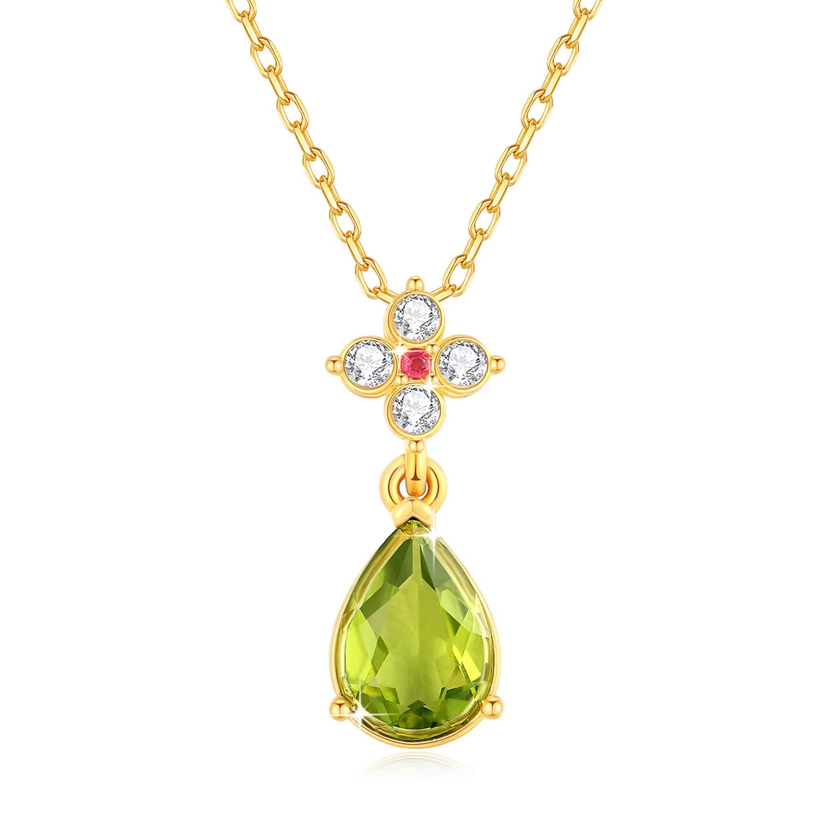 Dazzle Dime® 18K Gold Natural Peridot Teardrop Necklace | Certified Fine Jewelry for Women