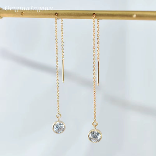 14K Gold Filled Zircon Earrings Drop Earrings Handmade Threader Earrings Boho Oorbellen Brinco Vintage Jewelry Women Earrings