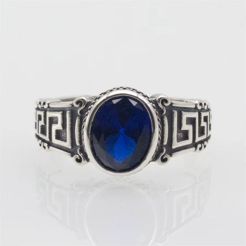 Dazzle Dime® S925 Sterling Silver Men's Ring with Blue Cubic Zirconia | Classic Wedding & Gift Jewelry