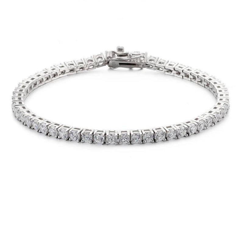 Dazzle Dime 18K Gold Plated Moissanite Tennis Bracelet for 3/4/5Mm Hallmarked Classic S925 Sterling Silver with GRA Certification