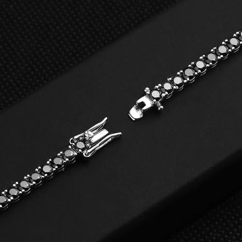 Dazzle Dime Black Moissanite Tennis Bracelet Full Diamond GRA 925 Sterling Silver18K Plated Hip Hop Style Bracelets for Men & Women