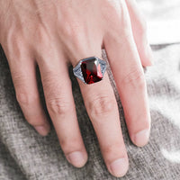 Dazzle Dime® 925 Sterling Silver Garnet Ring | Vintage Byzantine Men's Jewelry