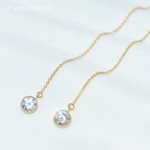 14K Gold Filled Zircon Earrings Drop Earrings Handmade Threader Earrings Boho Oorbellen Brinco Vintage Jewelry Women Earrings