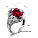 Dazzle Dime® 925 Sterling Silver Created Ruby Ring for Women | Vintage Punk Oval Stone Jewelry