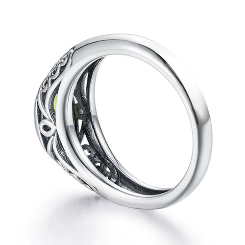 Dazzle Dime® Retro 925 Sterling Silver Peridot Ring for Women | VVS Clarity Oval Gemstone Jewelry