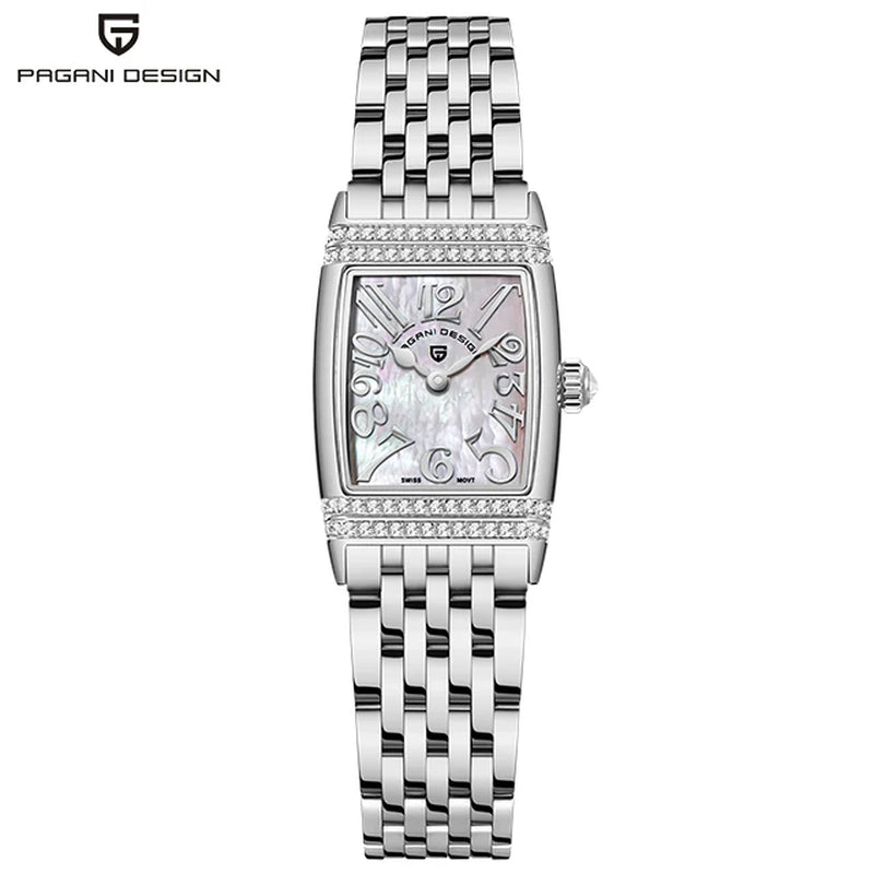 PAGANI Design 22mm Square Women’s Quartz Watch – Sapphire Glass, Stainless Steel, 50M Waterproof