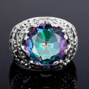 Dazzle Dime® Vintage 925 Sterling Silver Mystic Topaz Ring for Men | Unique Colorful Gemstone Jewelry