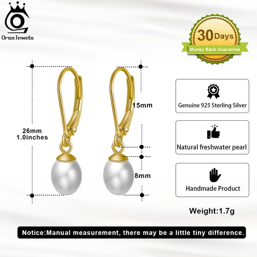 14K Gold-Plated 925 Sterling Silver Baroque Pearl Drop Earrings | Handpicked Natural Freshwater Pearl Dangle Jewelry for Women