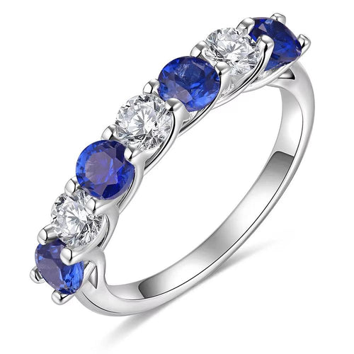 Dazzle Dime® Gemstone Moissanite Eternity Band with Birthstone Accents in 925 Sterling Silver