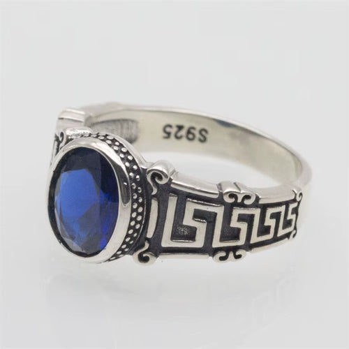 Dazzle Dime® S925 Sterling Silver Men's Ring with Blue Cubic Zirconia | Classic Wedding & Gift Jewelry