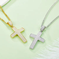 Hip-Hop Style Luxury Full Moissanite Cross Pendant for Men – 18K Gold-Plated 925 Sterling Silver