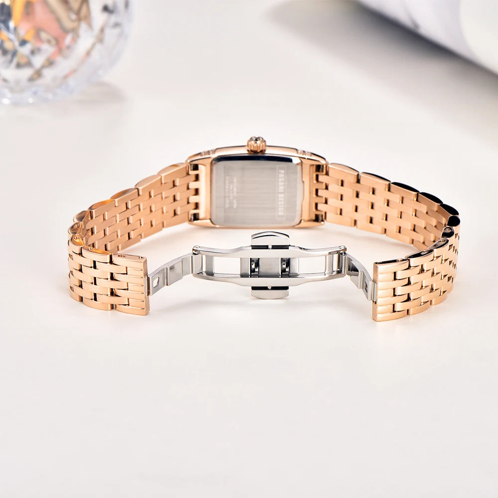 PAGANI Design 22mm Square Women’s Quartz Watch – Sapphire Glass, Stainless Steel, 50M Waterproof