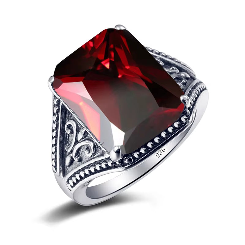 Dazzle Dime® 925 Sterling Silver Garnet Ring | Vintage Byzantine Men's Jewelry