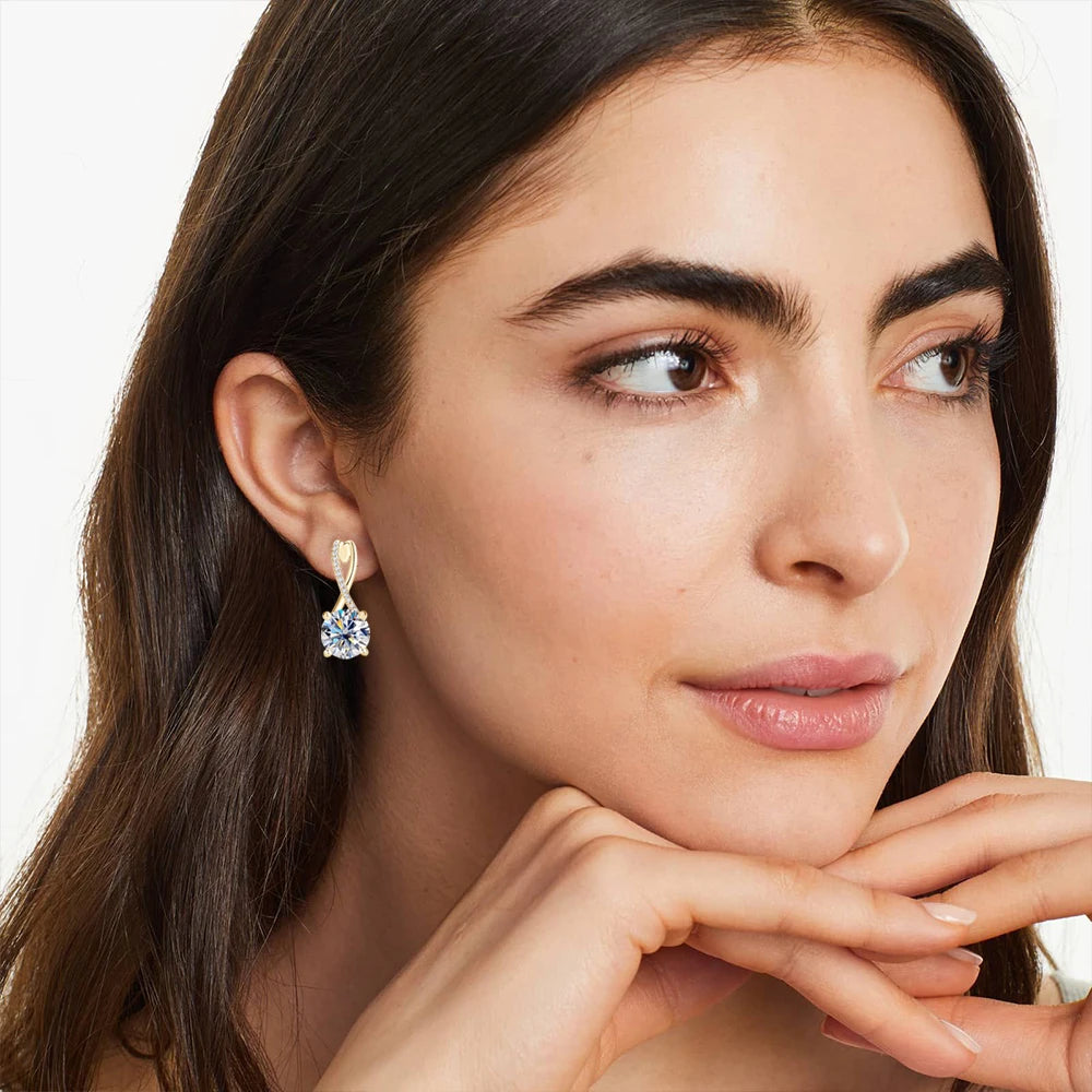 2 Carat Moissanite Hoop Earrings – 925 Sterling Silver with 18K White Gold Plating | GRA Certified