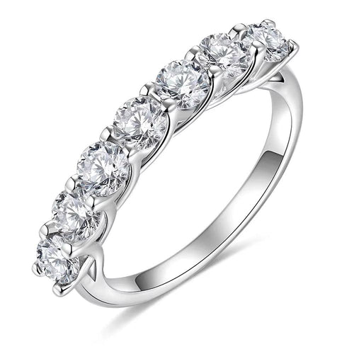 Dazzle Dime® Gemstone Moissanite Eternity Band with Birthstone Accents in 925 Sterling Silver