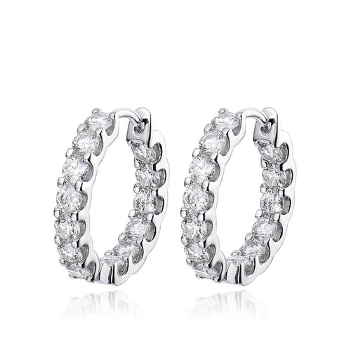 Dazzle Dime 2.6CT D Color Moissanite Earring 925 Sterling Sliver White Gold Plated Hoop Earring