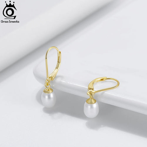 14K Gold-Plated 925 Sterling Silver Baroque Pearl Drop Earrings | Handpicked Natural Freshwater Pearl Dangle Jewelry for Women