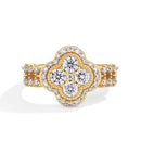 Four-Leaf Moissanite Engagement Ring – 925 Sterling Silver with 18K White Gold Plating | 0.87ct D/VVS1