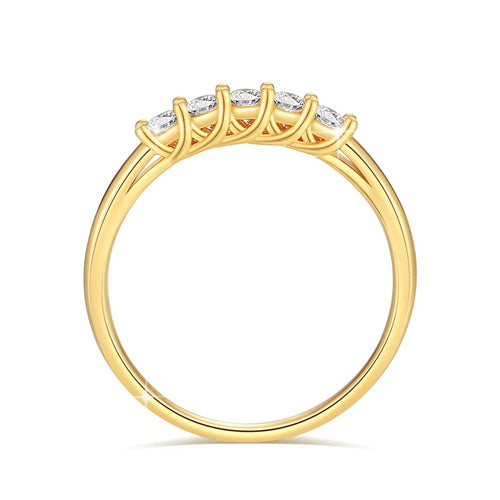 Dazzle Dime® 18K Gold Moissanite Row Ring | Certified High Jewelry for Women