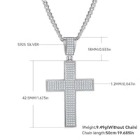 Hip-Hop Style Luxury Full Moissanite Cross Pendant for Men – 18K Gold-Plated 925 Sterling Silver